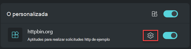 Captura de pantalla de la configuración