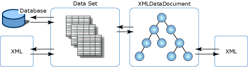 Diagrama que muestra diferentes asociaciones con el conjunto de datos XML.