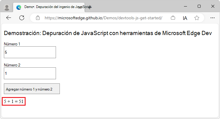 5 + 1 da como resultado 51, pero debe ser 6