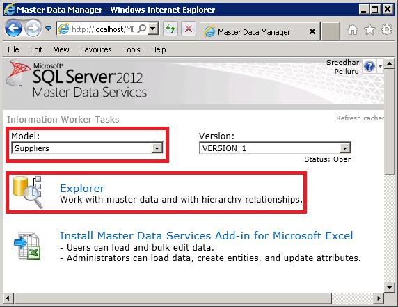 Master Data Manager - Botón Explorador