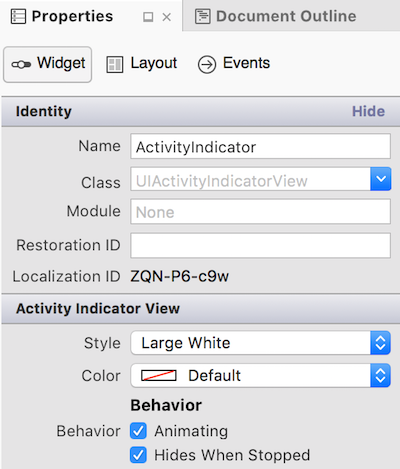 Pestaña Widget para un indicador de actividad Pestaña Widget para un indicador de actividad
