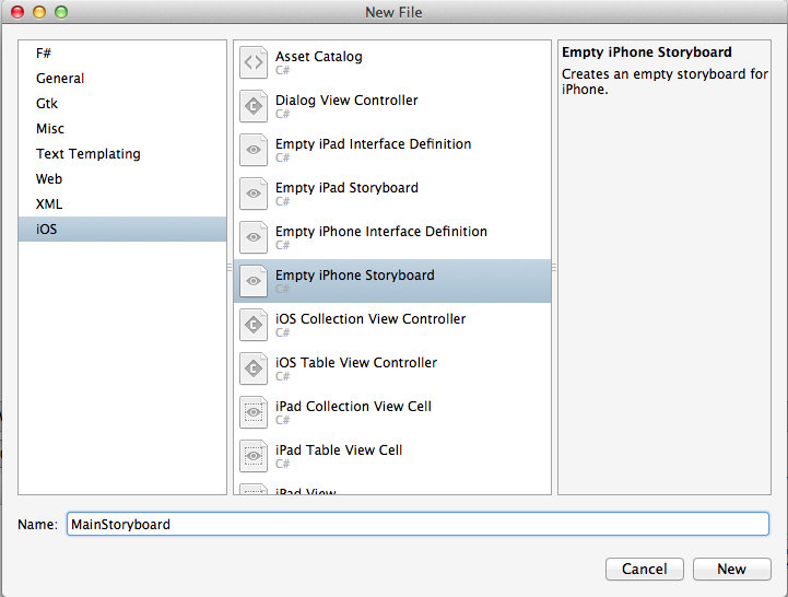 Agregue un archivo MainStoryboard al proyecto
