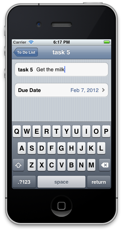 Cuando se selecciona el elemento, se presenta un teclado para la edición de texto, como se muestra