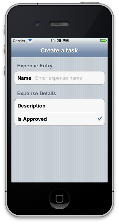 Ahora, cuando ejecutamos la aplicación, el título aparece en la barra de navegación UINavigationControllers
