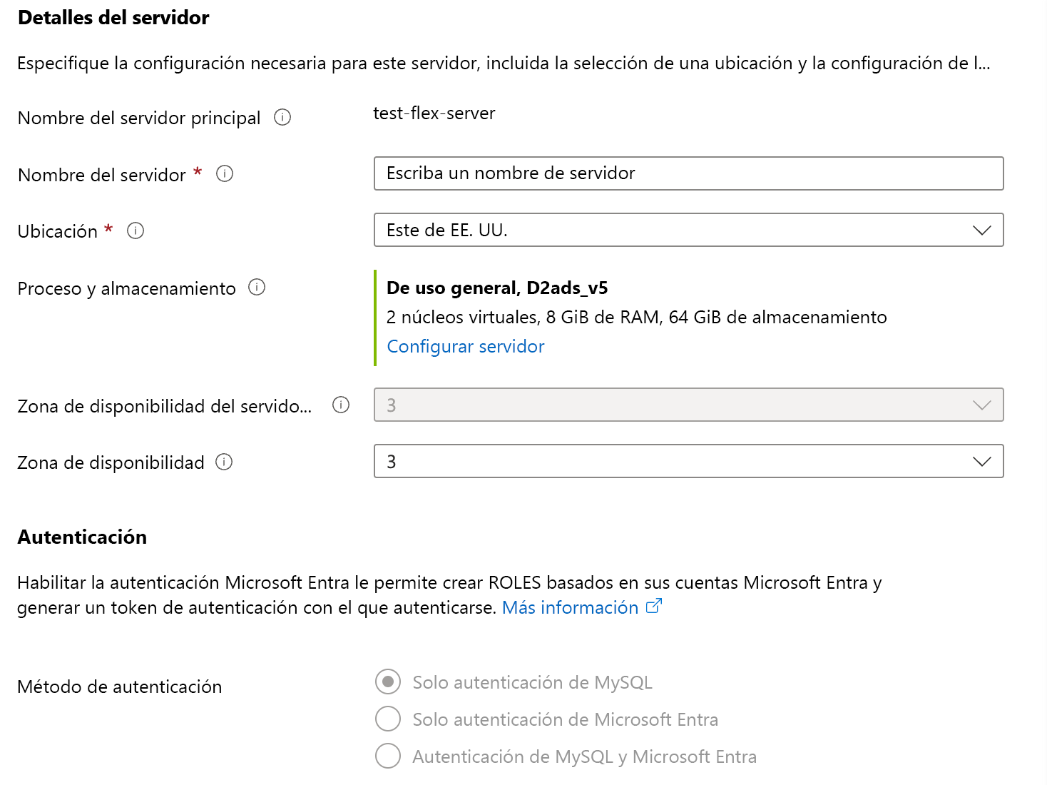 Captura de pantalla de la adición de una réplica.
