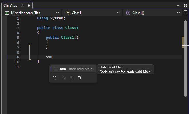 Captura de pantalla de un elemento emergente de IntelliSense para un fragmento de código en Visual Studio.
