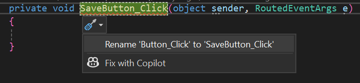 La UI del cuadro emergente de cambio de nombre de método en Visual Studio.