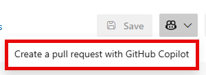Captura de pantalla que muestra el menú desplegable seleccionado de GitHub y la opción para iniciar una solicitud de extracción de GitHub.