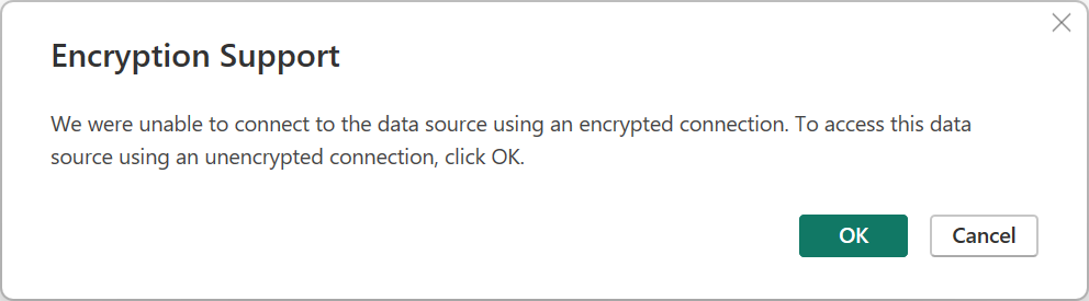 Schermopname van de waarschuwing voor sql Server-databaseversleuteling.