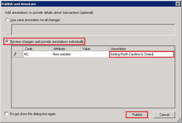 Excel - Publish and Annotate Dialog Box