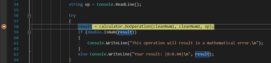 Schermopname van het bereiken van een onderbrekingspunt.