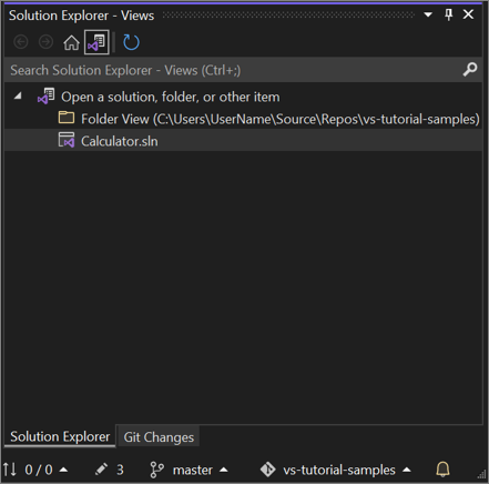 schermopname van de mapweergave in Solution Explorer in Visual Studio 2022.