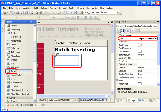 Przeciągnij Panel z przybornika do Projektanta