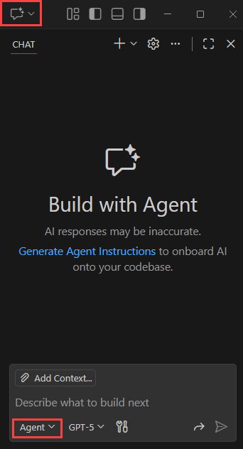 Zrzut ekranu przedstawiający okienko czatu w usłudze GitHub Copilot.