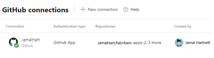 Zrzut ekranu przedstawiający listę połączonych repozytoriów.