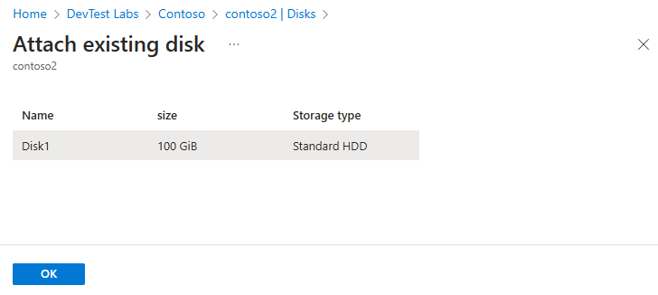 Zrzut ekranu przedstawiający dołączanie istniejącego dysku danych do maszyny wirtualnej.