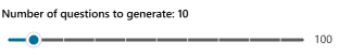 Zrzut ekranu pokazujący suwak do wyboru, ile pytań wygenerować.