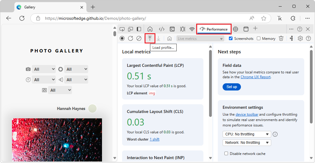 Load trace button via button in the action bar