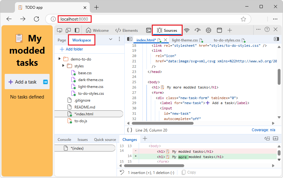 Server started from the \Demos\demo-to-do directory
