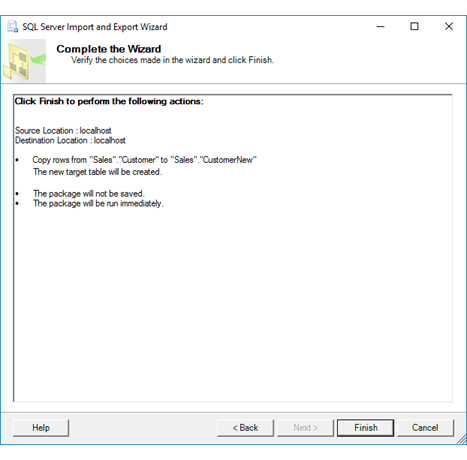Ukończ stronę Kreatora importu i eksportu