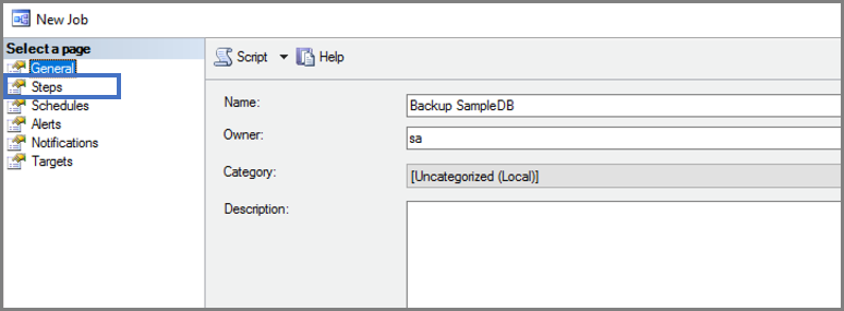 Zrzut ekranu pokazujący, jak utworzyć krok zadania.