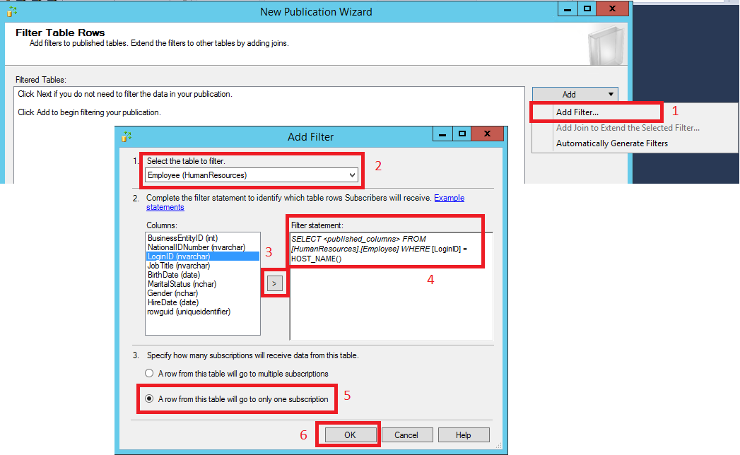 Opcje dodawania filtru