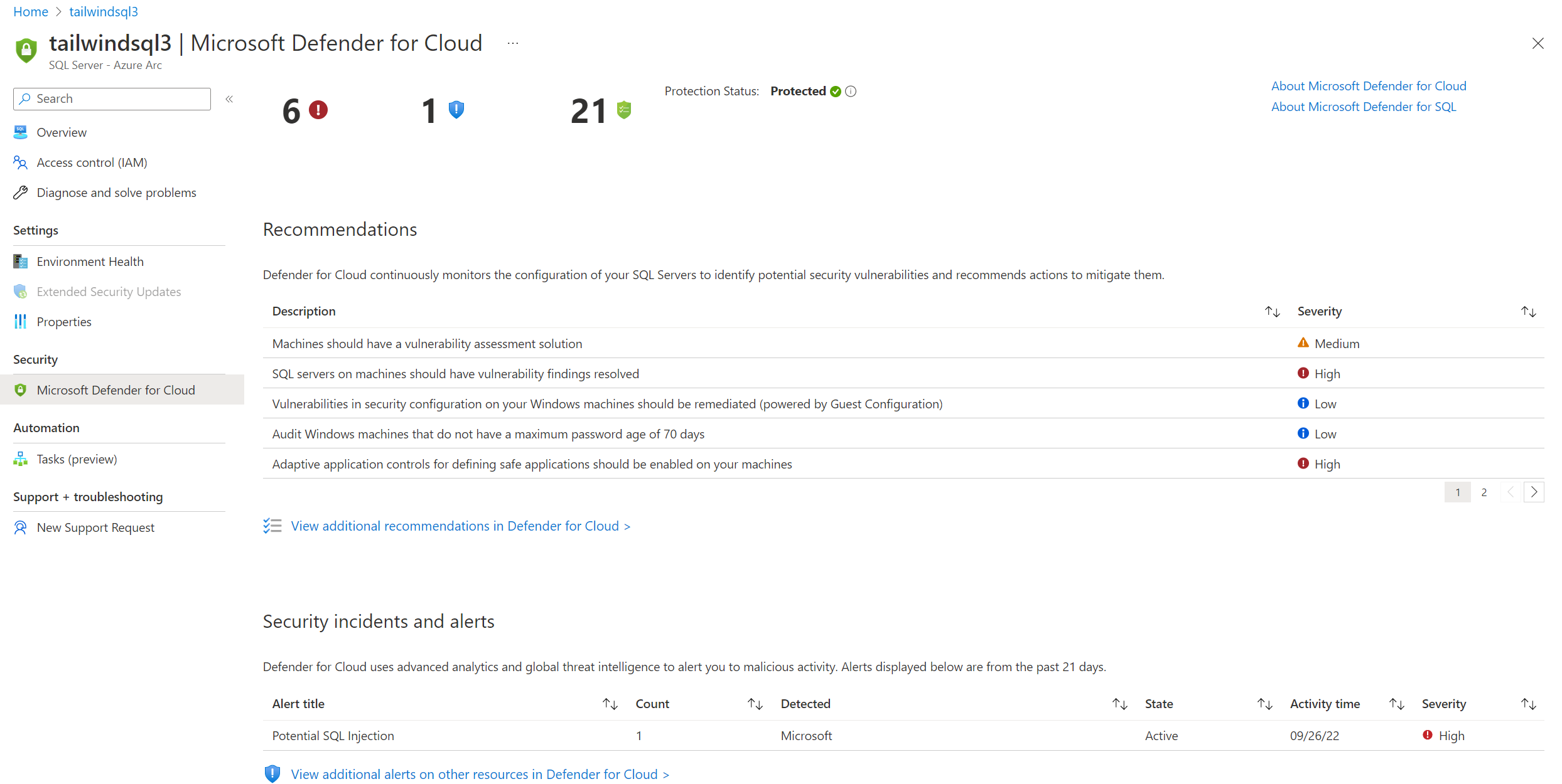 Zrzut ekranu przedstawiający sposób wybierania nagłówka zabezpieczeń.