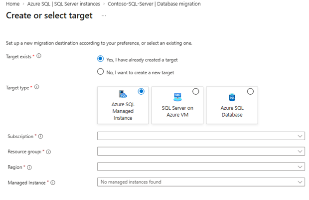 Zrzut ekranu przedstawiający okienko Tworzenie lub wybieranie elementu docelowego.
