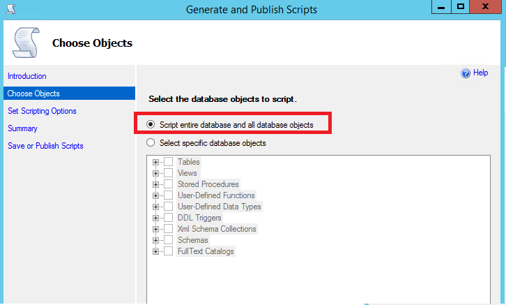 Zrzut ekranu przedstawiający generowanie skryptów dla obiektów.