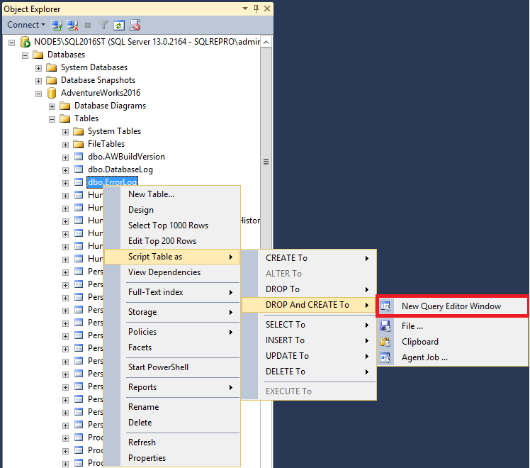 Zrzut ekranu przedstawiający tabelę Skrypt.
