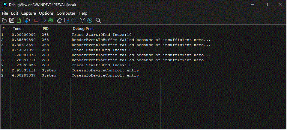 Zrzut ekranu przedstawiający widok debugowania