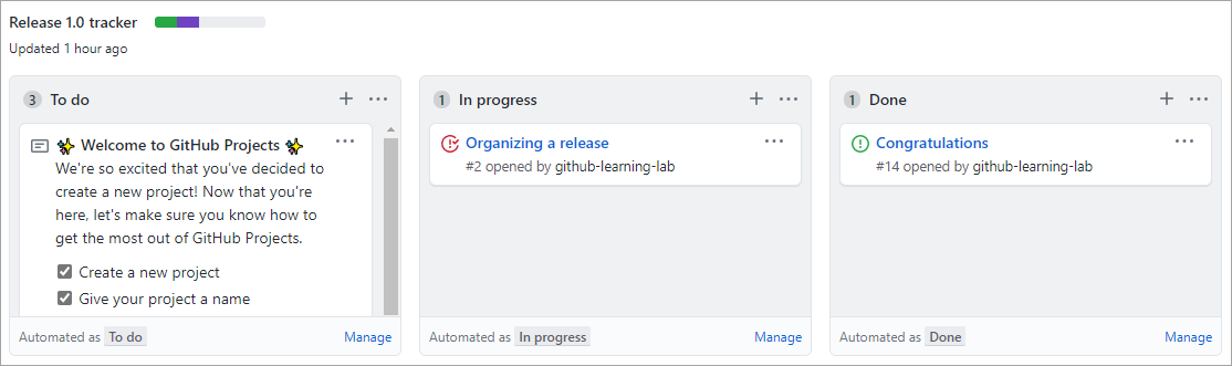 Zrzut ekranu z trackera wersji 1.0.