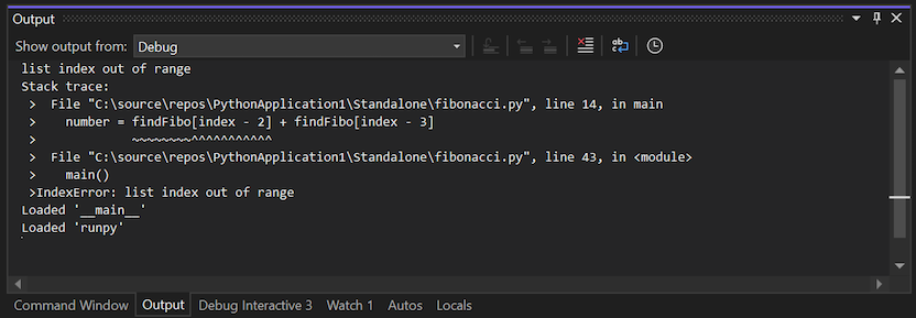 Zrzut ekranu przedstawiający dane wyjściowe rejestrowania debugera w oknie Dane wyjściowe w programie Visual Studio.