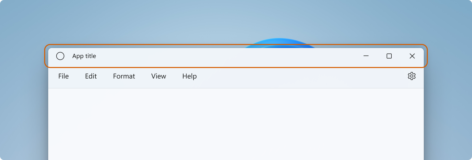 Windows aplikacja pokazująca pasek tytułu