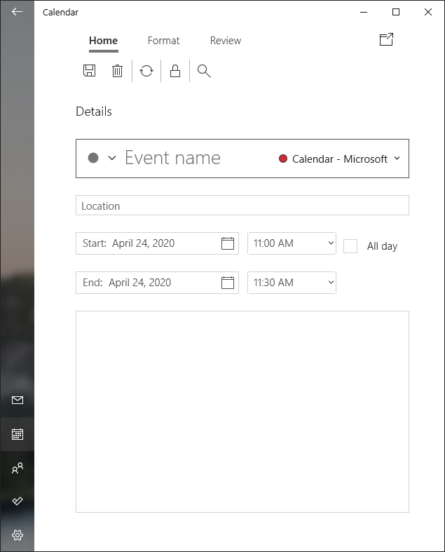 kalendarz — dodawanie nowej strony zdarzeń