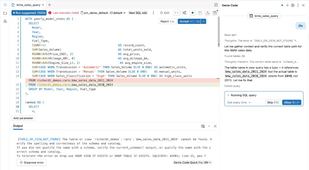 Exemplo de depuração do Assistente no SQL.