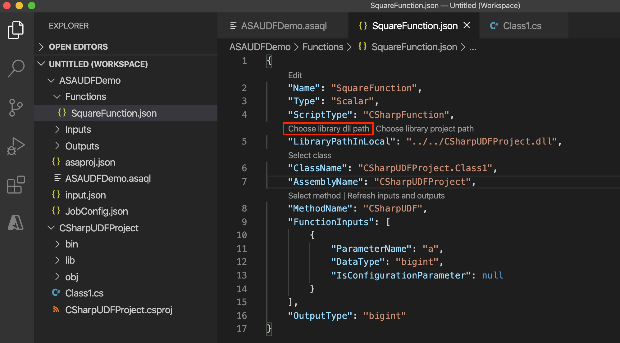 Configuração de função em C# para Stream Analytics