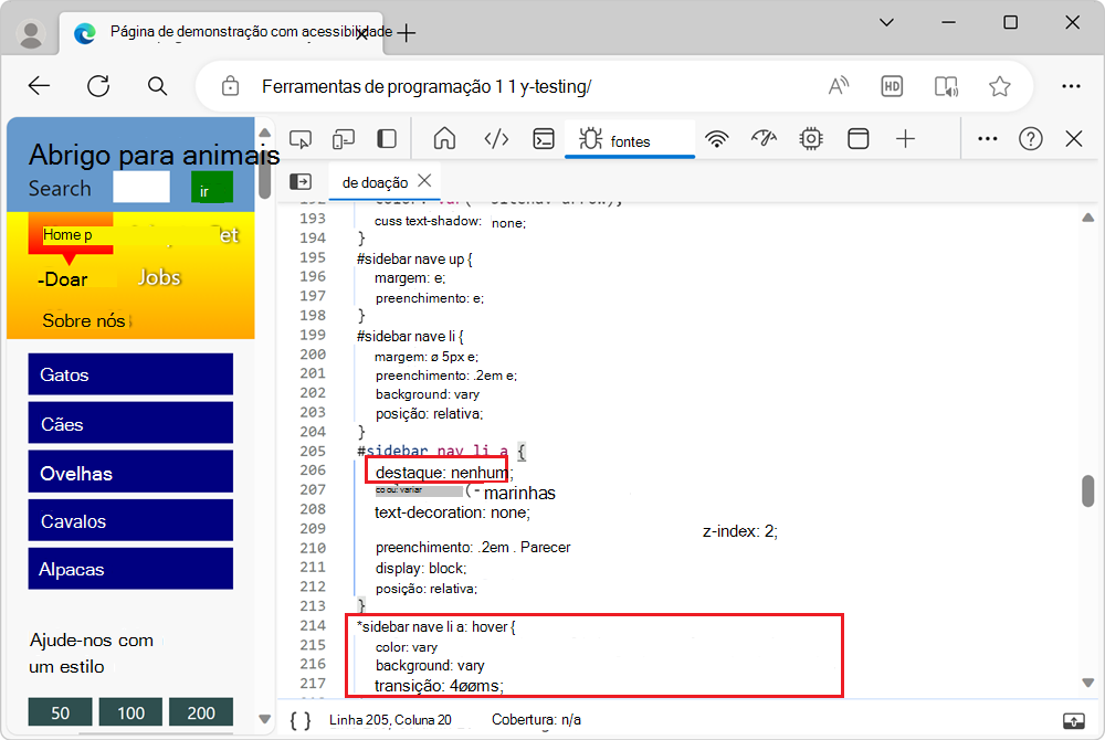 A propriedade outline:none e os estilos :hover