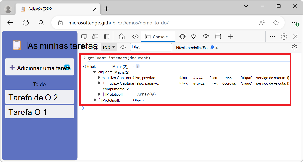 Vários serviços de escuta de eventos registados no elemento 