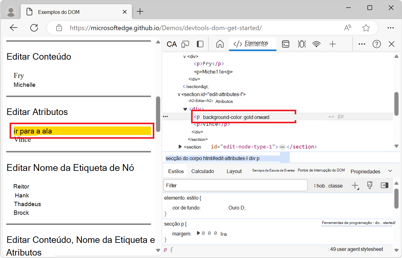 Adicionar um atributo de estilo ao nó