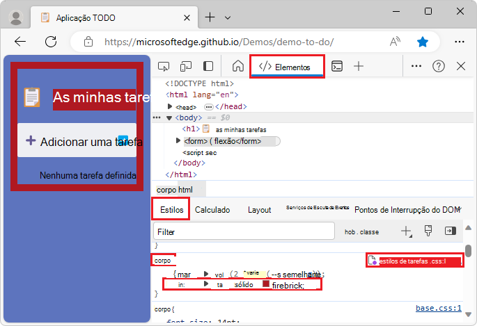 Alterar os estilos de página Web de forma persistente ao editar um ficheiro na pasta substitui