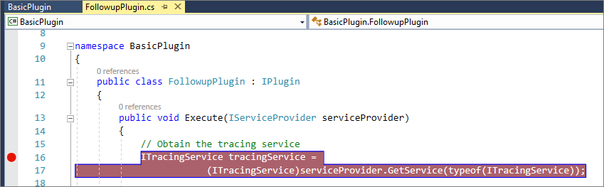 Defina um ponto de interrupção.