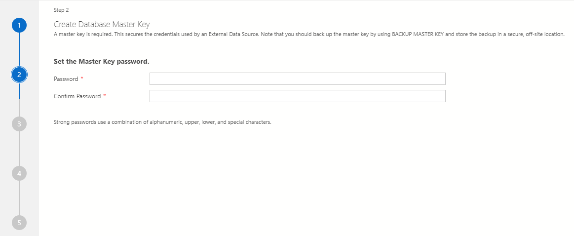 Criar uma chave mestra de banco de dados