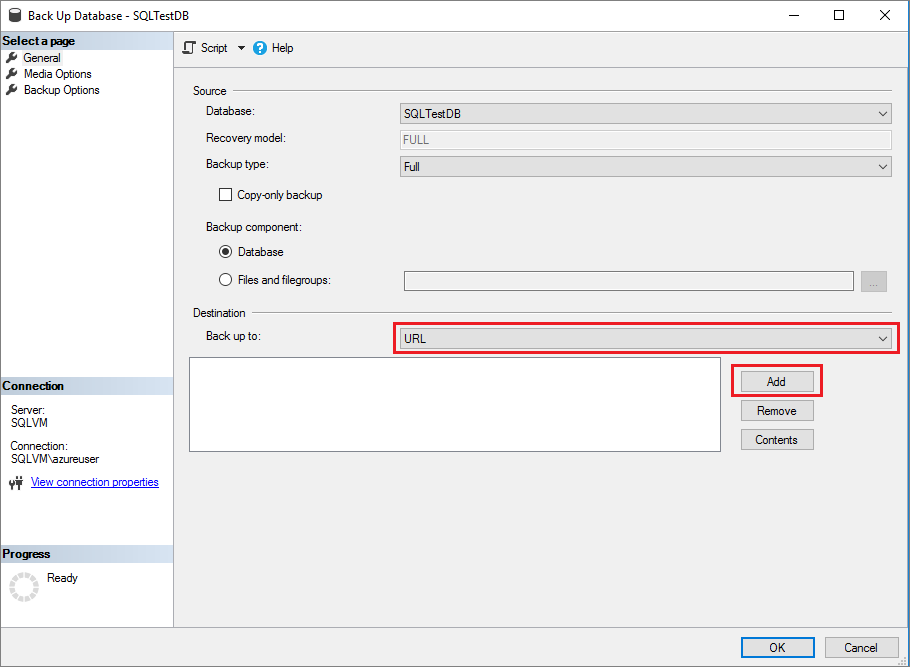 Fazer backup para a URL