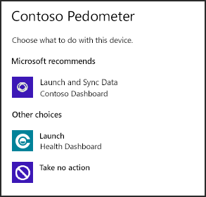 caixa de diálogo de reprodução automática de exemplo para um dispositivo.