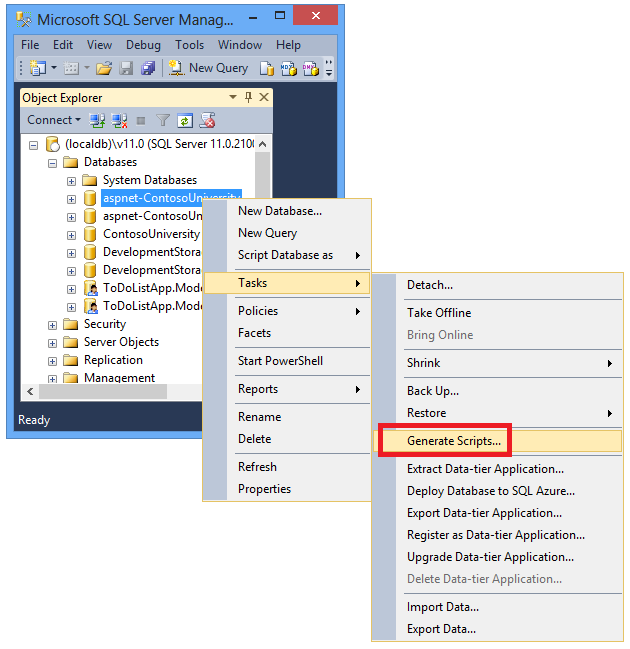 Scripts Gerados por SSMS