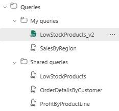 Captura de tela do Portal Fabric na pasta Consultas.