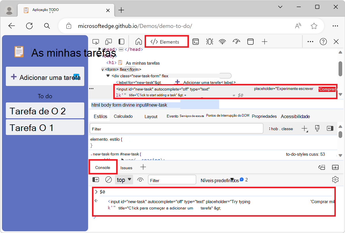O resultado da avaliação do comando $0 na Consola
