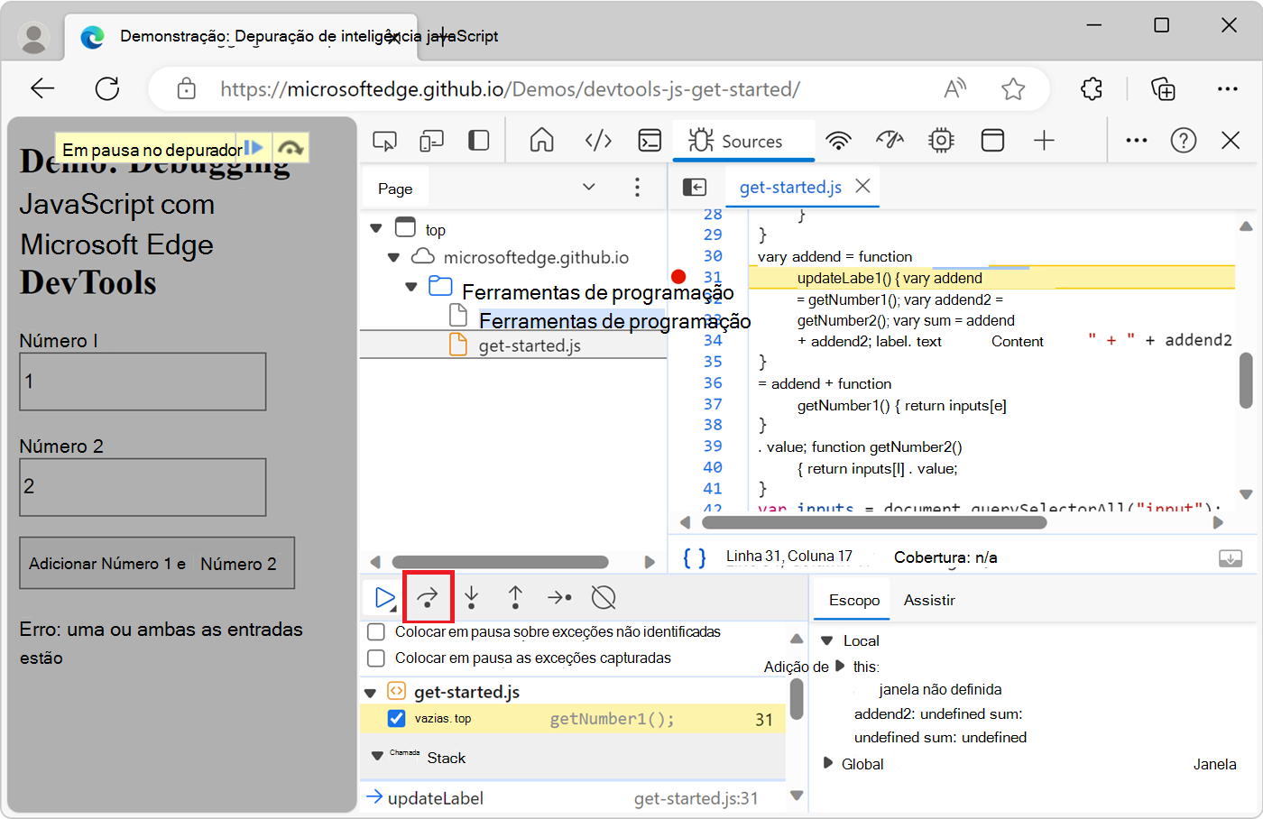 Clicar em Passo a Passo