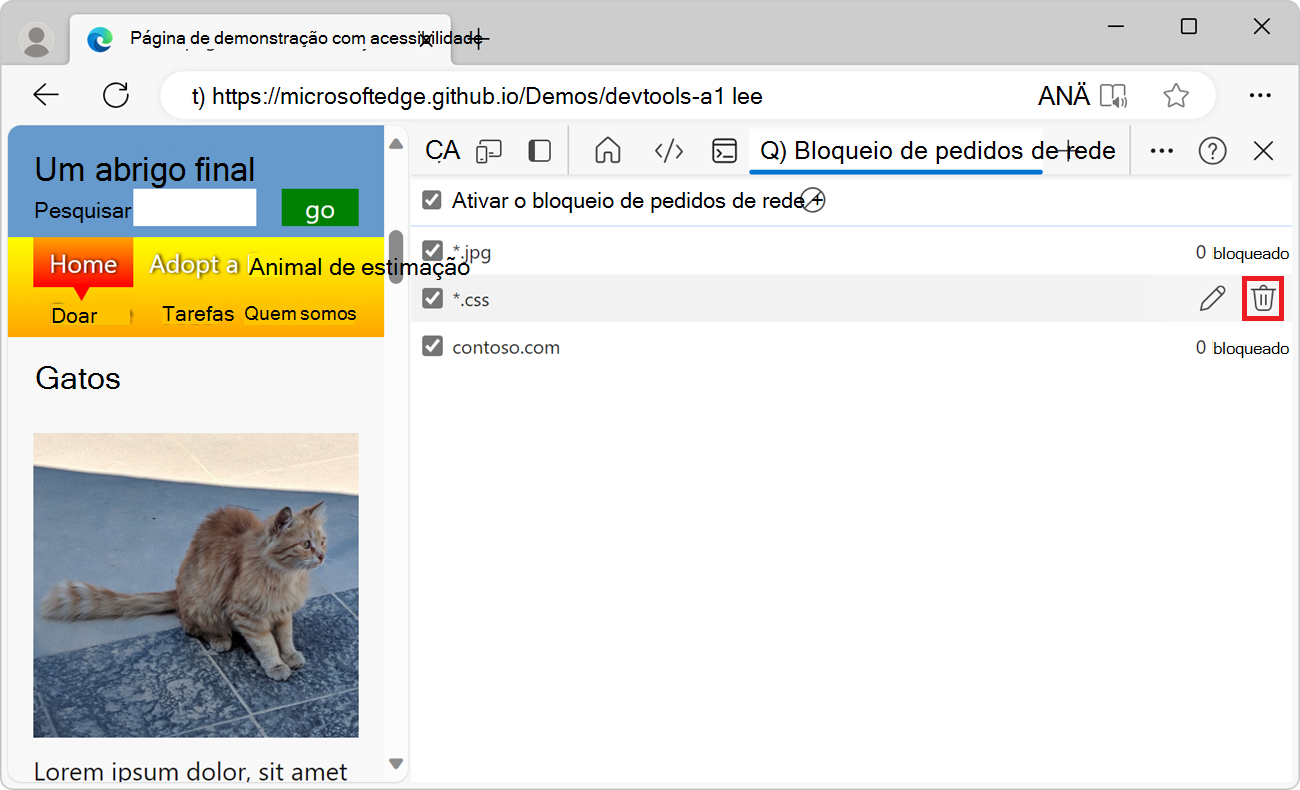 Remover um pedido bloqueado